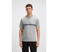 BOSS T-shirt in jersey di cotone con righe e logo - Style Tee Iconic Zone, 50550113 Grigio L