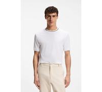 BOSS T-shirt in piqué di cotone con colletto a righe - Style C-Taut 40, 50559847 Bianco XXL