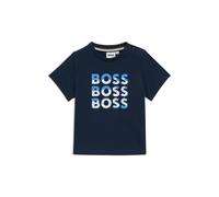 BOSS T-shirt per bambini in cotone con logo triplo effetto sfumato - Style J52113/10P12M, J52113 Blu scuro 81