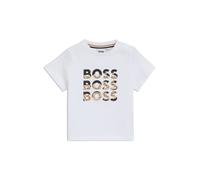 BOSS T-shirt per bambini in cotone con logo triplo effetto sfumato - Style J52113/84912M, J52113 Bianco 74