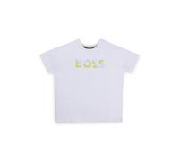 BOSS T-shirt per bambini in cotone elasticizzato con logo stampato lucido - Style J50636/10P06A, J50636 Bianco 150