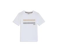 BOSS T-shirt slim fit per bambini in cotone con stampa con le righe tipiche del marchio - Style J52035/10P04A, J52035 Bianco 126