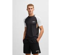 BOSS T-shirt sportiva in tessuto traspirante a blocchi di colore - Style Tee TOC Pique, 50539114 Bianco / Nero S