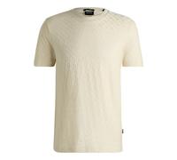 Hugo - T-shirt in Cotone Monogram Jacquard Beige - - Tops - Uomo - Beige - L