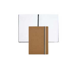 BOSS Taccuino A5 in similpelle cammello con fascetta con righe tipiche del marchio - Style Notebook A5 Iconic Camel Lined, 58122621 Assorted-Pre-Pack pz.