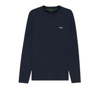BOSS Maglia a maniche lunghe in cotone elasticizzato con logo a contrasto - Style Tee Long, 50506365 Blu scuro S