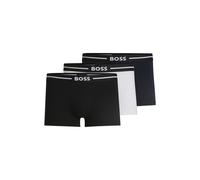 BOSS Three-pack of stretch-cotton trunks with logo waistbands - Style Trunk 3P Bold, 50510687 Nero / Bianco / Blu XXL
