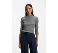 BOSS Top a lupetto in crêpe di cotone a righe - Style Emarika, 50562165 Bianco / Nero S