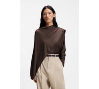 BOSS Top a maniche lunghe in jersey drappeggiato con dettaglio a sciarpa - Style Ebiris_FS_C, 50566125 Marrone scuro S