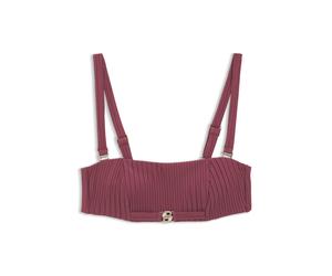 BOSS Top bikini a fascia plissé con monogramma Double B - Style BANDEAU_DOUBLE B, 50561325 Rosso scuro XS