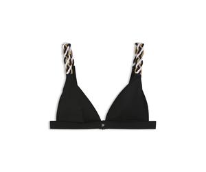 BOSS Top per bikini con spalline intrecciate a righe tipiche del marchio - Style TRIANGLE_BOSS BRAID, 50561291 Nero L
