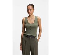 BOSS Top senza maniche in lana merino a coste - Style Fafflesia, 50563412 Verde scuro S