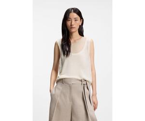 BOSS Top senza maniche in lino e cotone con design a strati - Style Firasolex, 50562965 Beige chiaro L