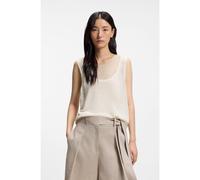 BOSS Top senza maniche in lino e cotone con design a strati - Style Firasolex, 50562965 Beige chiaro M