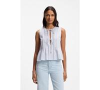 BOSS Top senza maniche in mussola di cotone con pieghe sulla parte frontale - Style C_Ilenna, 50559244 Celeste 44