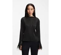 BOSS Top slim fit con collo a lupetto e dettagli in piume - Style Efedera1, 50571239 Nero XS