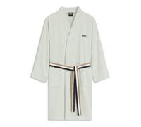 BOSS Vestaglia in cotone con cintura con righe tipiche del marchio - Style BLINEA White Bath robe XL, KIM-BLINEA Calce XL