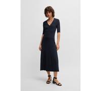 BOSS Vestito con scollo a V e lavorazione a coste - Style Fracie, 50534131 Blu scuro XS