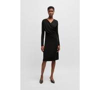 BOSS Vestito in crêpe elasticizzato con parte anteriore incrociata - Style Eular, 50537777 Nero M