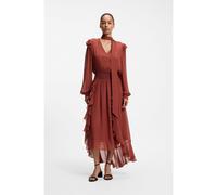 BOSS Vestito in crêpe georgette con sciarpa rimovibile - Style C_Domingue, 50556647 Rosso scuro 38
