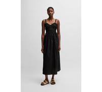 BOSS Vestito in popeline di cotone con corpino con ruche - Style C_Dalza, 50537919 Nero 44