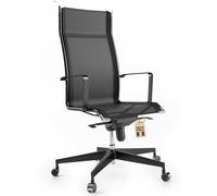 Bossberg BB70 Sedia Ufficio Ergonomica Direzionale con Schienale Alto, Poltrona di Design in Rete Traspirante e Acciaio con Supporto Lombare per Studio Professionale - Nero Assoluto