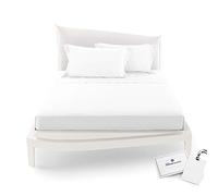 Bossi Completo lenzuolo MATRIMONIALE TINTA UNITA 001 BIANCO + Tavoletta Profumo per armadi by Biancocasa