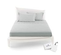 Bossi Completo lenzuolo MATRIMONIALE TINTA UNITA + Tavoletta Profumo per armadi by Biancocasa (277 QUARZO)