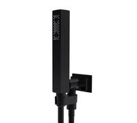 Bossini Cube set doccia con presa d'acqua e supporto, 1 tipo di getto, C13020C00073004, Cube nero opaco [Rubinetteria Bagno > Set Doccia]