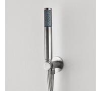 Bossini Inox set doccia con presa d'acqua e supporto, 1 tipo di getto, INC004C00075005, Inox acciaio inox spazzolato [Rubinetteria Bagno > Set Doccia]