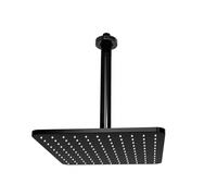 Bossini - Soffione doccia quadro a soffitto Bossini Cosmo 28x28 nero opaco con braccio 300 mm