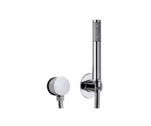 BOSSINI - ZEN kit supporto fisso con presa acqua, duplex e flessibile a scelta - CA2005/CA2006 : Flessibile - Flessibile Cromolux retinato nylon - A00158