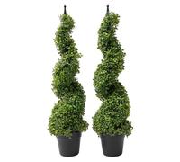 Bosso artificiale, 2 pezzi, leaf a spirale, simulazione bonsai, torri d'albero a spirale, torre di bosso artificiale, altezza 90 cm, verde