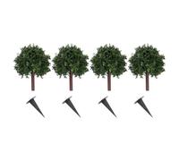 Bosso artificiale, 4 pezzi, palline di bosso, picchetto, albero decorativo | Set di sfere di bosso in PVC PP verde, 3,24 kg, 4 pezzi, altezza 65 cm, sfera 40 cm, picchetto 16 cm, protezione UV
