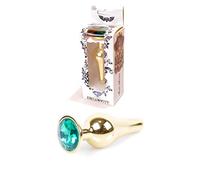 Bossoftoys - 64-00069 - Plug Gold Butt Plug, anale con pietra verde - lunghezza 9,5 m - dia 3 cm - Colour Window Box