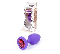 Bossoftoys - 64-00082 - Plug anale viola in silicone - plug anale con pietra rossa - lunghezza 7 cm - diametro 2,7 cm - scatola colorata