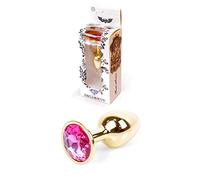 Bossoftoys - Unique Colour - Plug anale oro rosa - Plug oro con pietra rosa - 64-00107 - lunghezza 7 cm - Dia 2,7 cm - Colour Window box