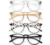 BOSSWIN Lenti bloccanti luce blu per donna/uomo, 4 pezzi per lettura/gioco/televisione/telefoni, occhiali protettivi UV antiriflesso, A-5 nero + douhua + trasparente + beige, 51mm