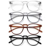 BOSSWIN Lenti bloccanti luce blu per donna/uomo, 4 pezzi per lettura/gioco/televisione/telefoni, occhiali protettivi UV antiriflesso, A-6 nero + trasparente + grigio + caffè, 51mm