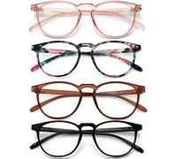 BOSSWIN Lenti bloccanti luce blu per donna/uomo, 4 pezzi per lettura/gioco/televisione/telefoni, occhiali protettivi UV antiriflesso, A-8 nero + rosa + baohua + caffè, 51mm