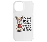 Bossy Chihuahua amante del caffè divertente cane atteggiamento sarcastico Custodia per iPhone 14