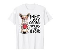 Bossy Chihuahua amante del caffè divertente cane atteggiamento sarcastico Maglietta