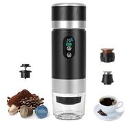 Bostar Macchina da Caffè Portatile, 3 in 1 Elettrica Portatile Espresso Ricaricabile per Caffè Espresso, Display Digitale per Capsule Piccole Grandi e Caffè Macinato per Ufficio Viaggio (Nero)