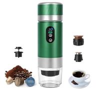 Bostar Macchina da Caffè Portatile, 3 in 1 Elettrica Portatile Espresso Ricaricabile per Caffè Espresso, Display Digitale per Capsule Piccole Grandi e Caffè Macinato per Ufficio Viaggio (Verde)