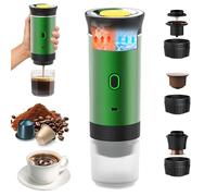 Bostar Macchina da Caffè Portatile, 3 in 1 Macchina da Caffè Espresso Portatile Riscaldamento Rapido Caffettiera per Campeggio Viaggio con Capsule Piccole Grandi Caffè Macinato (Verde)
