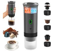 Bostar Macchina da Caffè Portatile, 3 in 1 Macchina da Caffè Espresso Portatile Riscaldamento Rapido Caffettiera per Campeggio Viaggio con Capsule Piccole Grandi Caffè Macinato (Grigio)