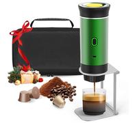 Bostar Macchina da caffè portatile con borsa da trasporto/supporto per caffè pieghevole, 3 in 1 macchina da caffè espresso portatile (verde)