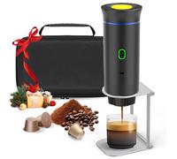 Bostar Macchina da caffè portatile con borsa da trasporto/supporto per caffè pieghevole, 3 in 1 macchina da caffè espresso portatile (Nero)
