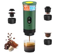 Bostar Macchina da Caffè Portatile con Display Digitale Temperatura, 3 in 1 Macchina da Caffè Espresso Elettrica Portatile per Campeggio Viaggio Compatibile con Capsule Piccole Grandi Caffè Macinato