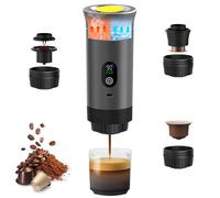 Bostar Macchina da Caffè Portatile con Display Digitale Temperatura, 3 in 1 Macchina da Caffè Espresso Elettrica Portatile per Campeggio Viaggio Compatibile con Capsule Piccole Grandi Caffè Macinato